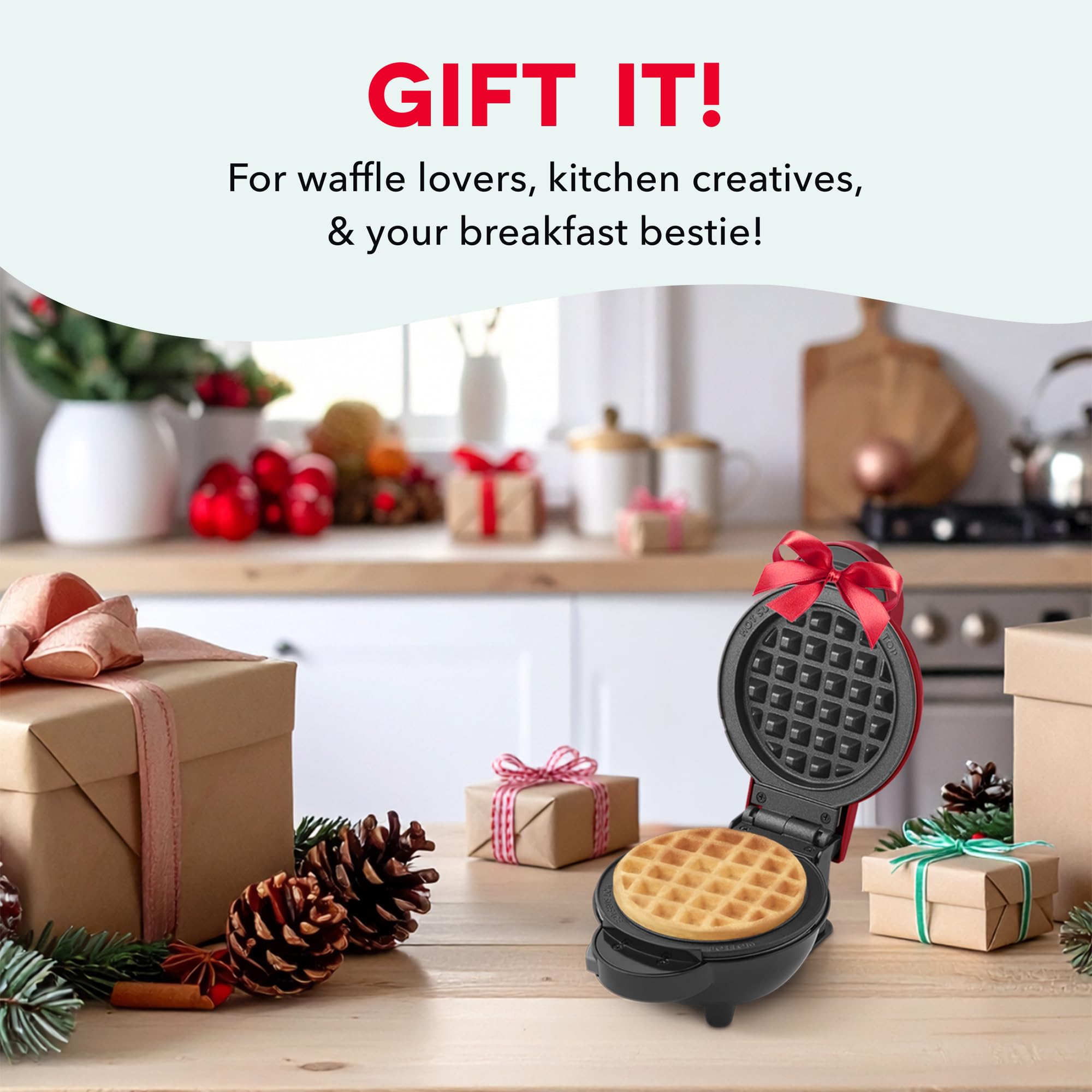 Dash MultiMaker Mini System creates fun waffle shapes for kids.