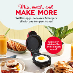 Dash MultiMaker Mini System with removable griddle plates enables easy recipe swaps.