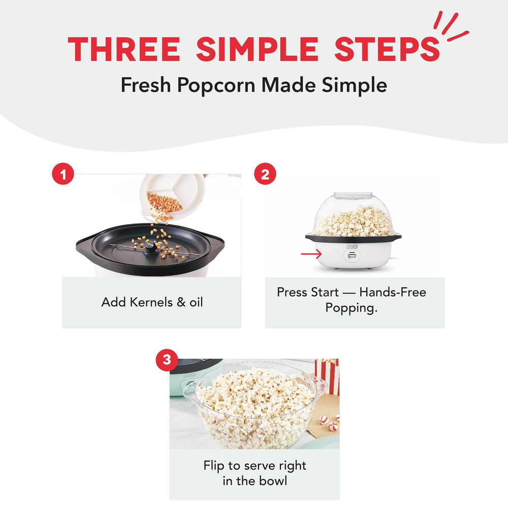 Dash SmartStore clear serving bowl doubles as a ready-to-serve popcorn dish.