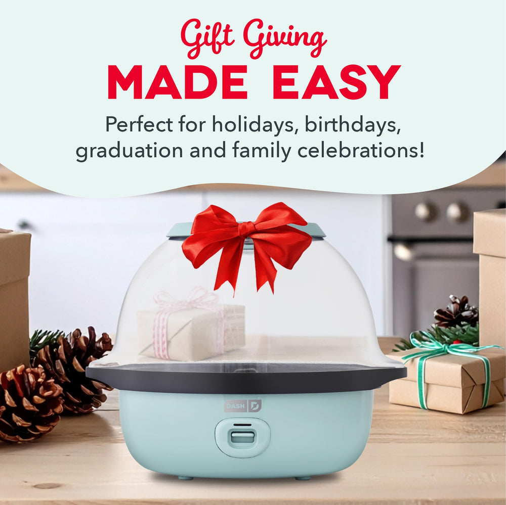 Dash SmartStore 24-cup capacity ideal for movie nights and gatherings.