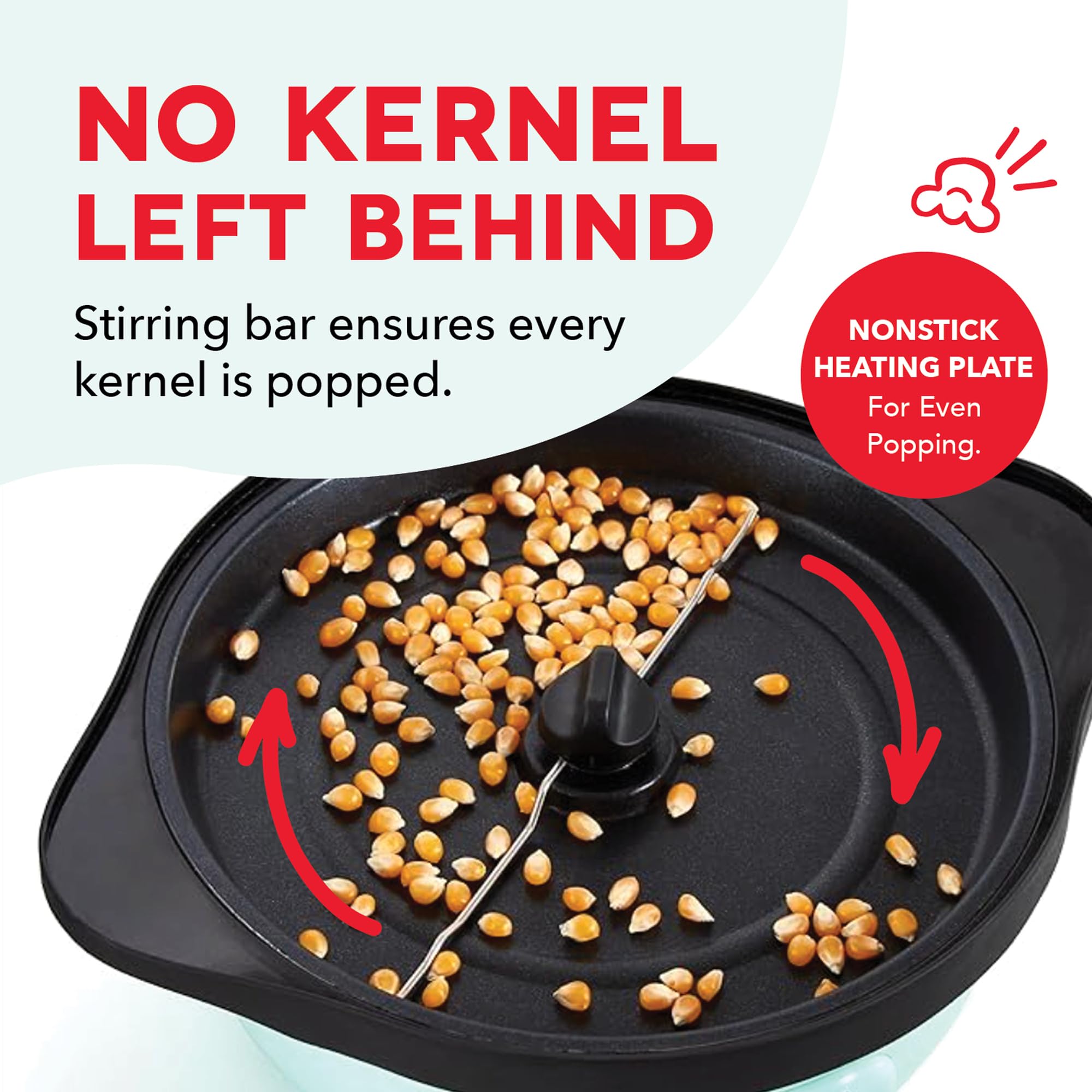 Dash SmartStore measuring cup lid helps portion kernels accurately for any batch.