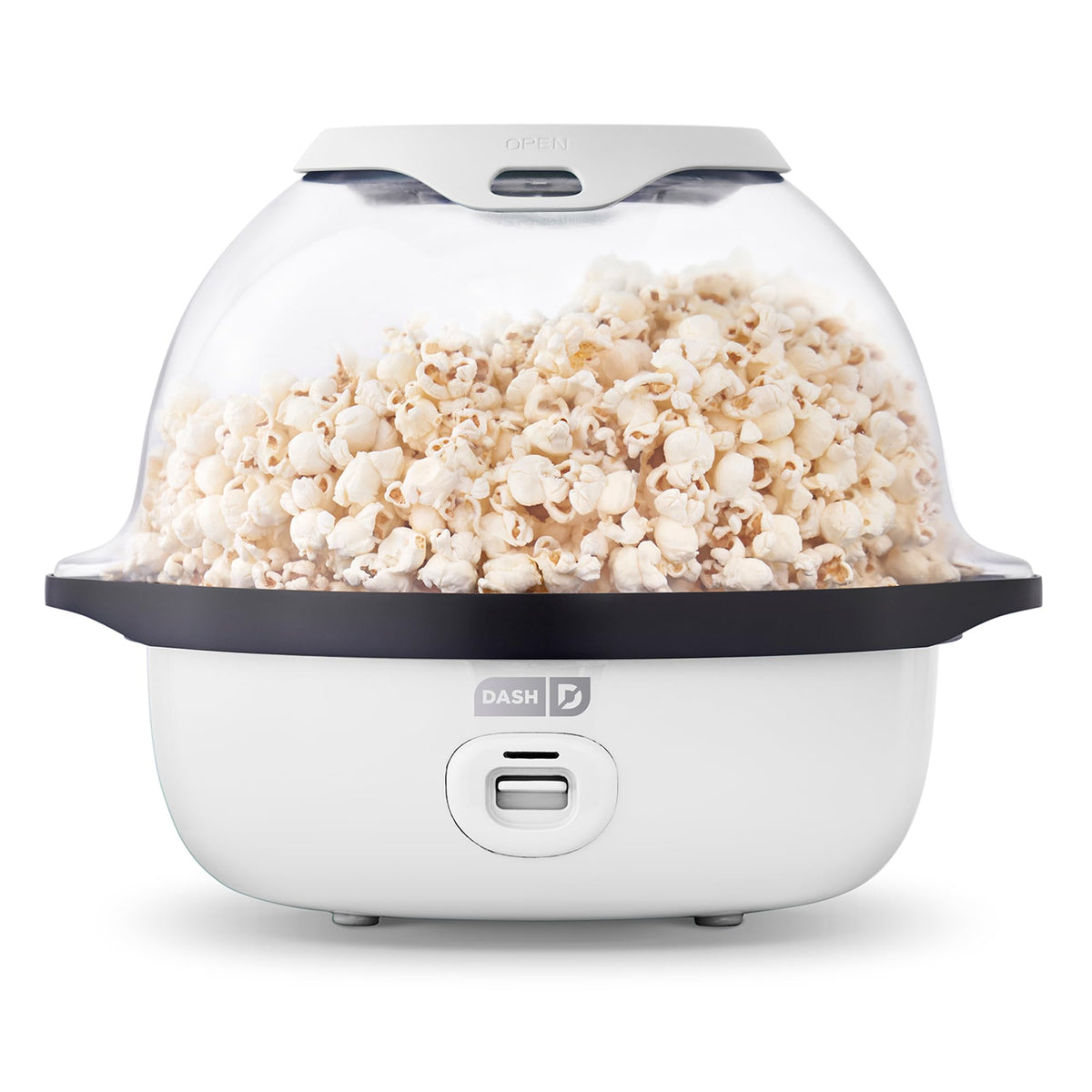 Dash SmartStore stirring popcorn maker on the counter, ready for a movie night.