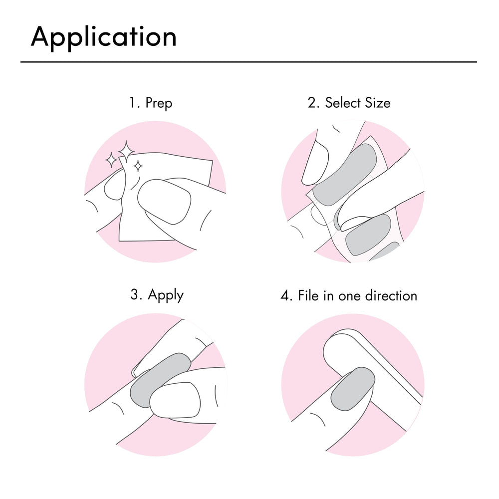 Dashing Diva gloss strips applied on nails for a fast, glossy finish