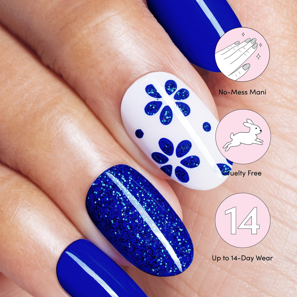 Dashing Diva Flor Azul application shows a wrinkle-free, quick fit