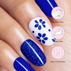 Dashing Diva Flor Azul application shows a wrinkle-free, quick fit