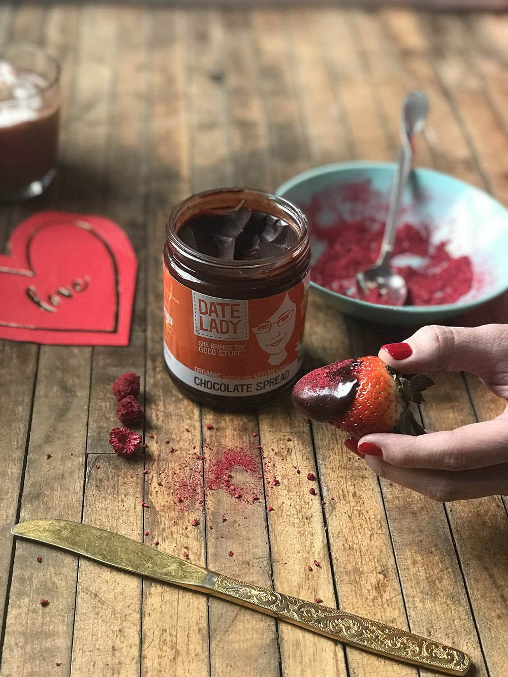Date Lady baked goods glaze adds a rich chocolate finish.