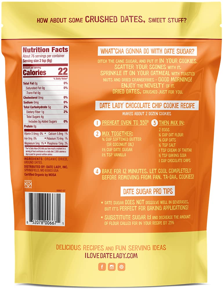 Close-up of Date Lady sugar texture for 1:1 baking substitutions.