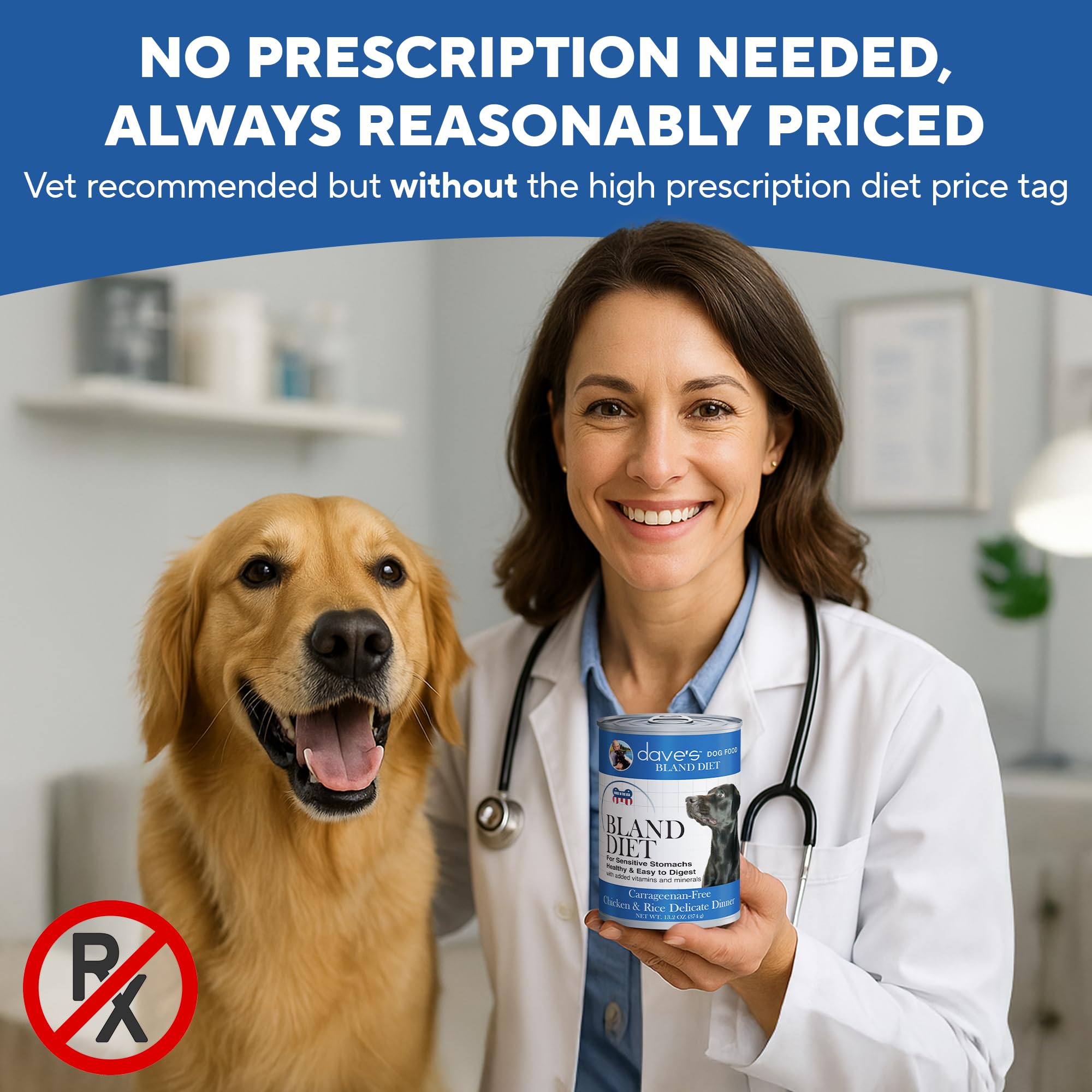 Dave's Pet Food Bland Diet ingredients label communicates limited ingredients and gluten-free options.