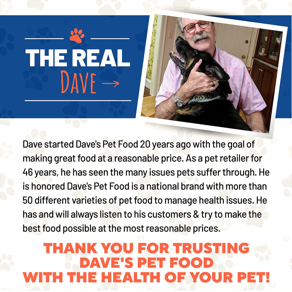 Dave's Pet Food Bland Diet case-pack image conveys trusted USA-made quality.