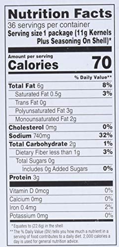 David Nacho Cheese sunflower seeds bag back, nutrition details for planning.