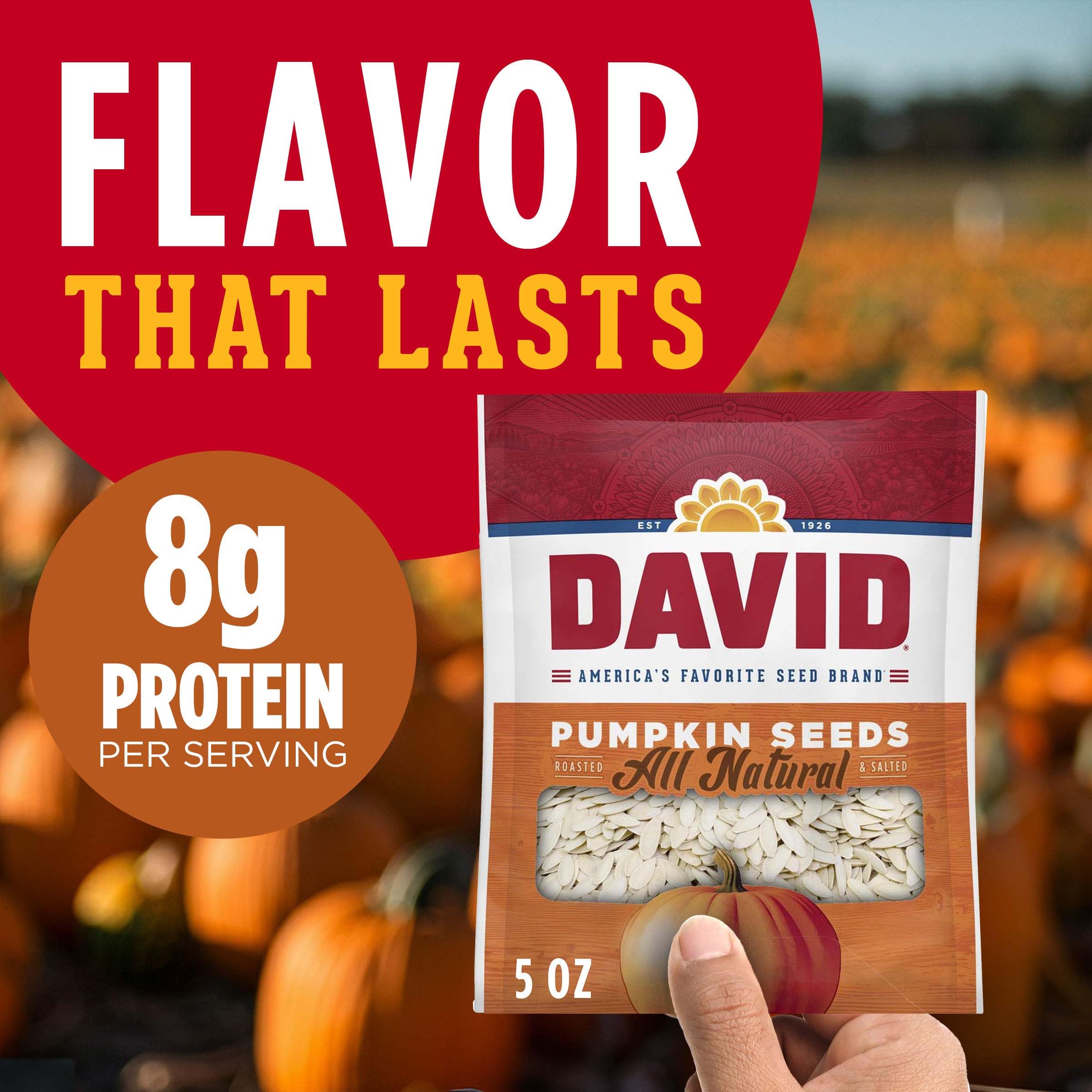 David All Natural pumpkin seeds, gluten-free and protein-rich