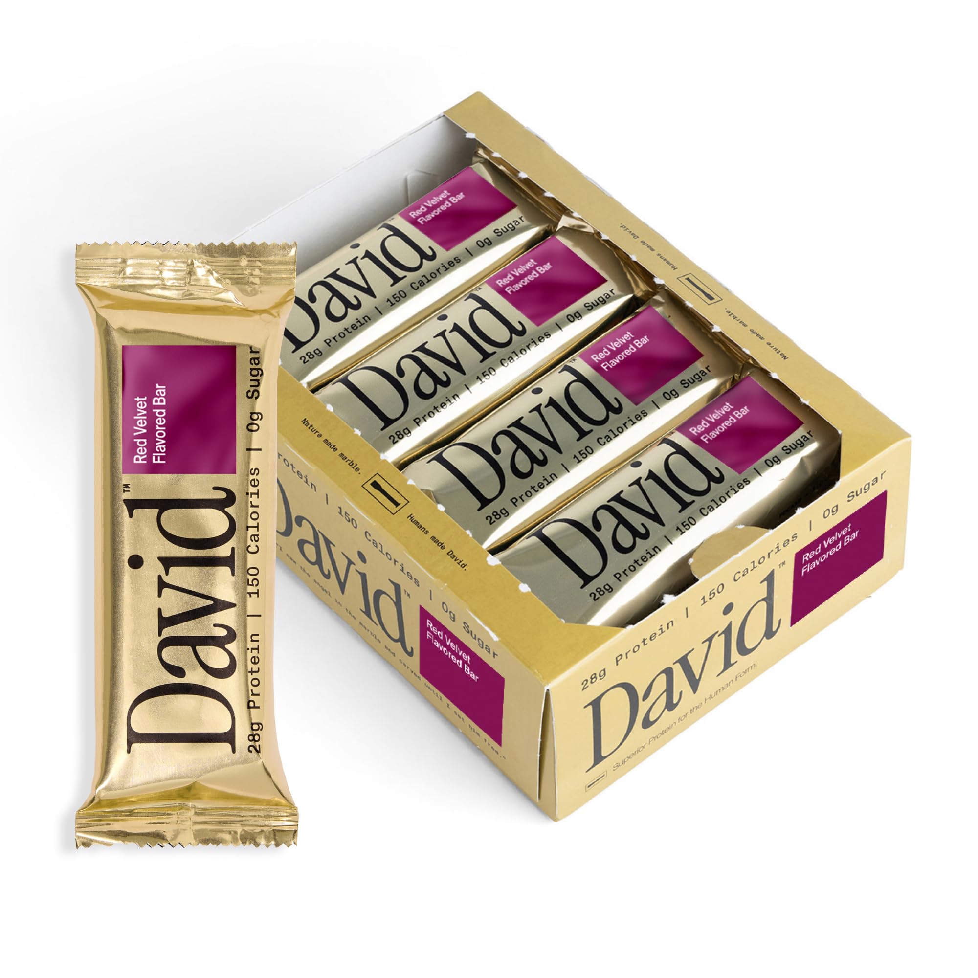 David Red Velvet Protein Bar Pack 12 on-the-go snack with high protein.