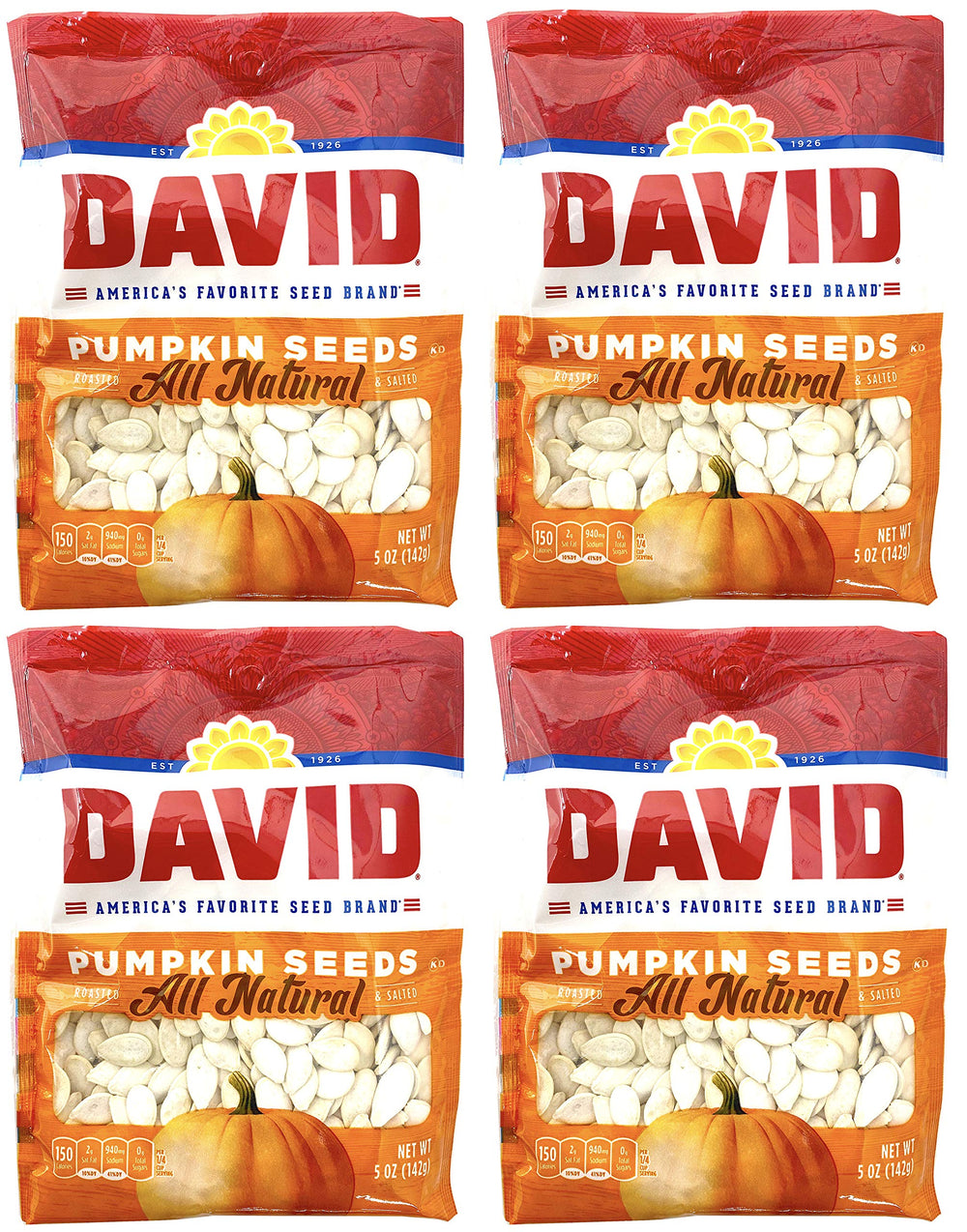 David Seeds pumpkin seeds 5oz bag ready to snack with a nutty crunch.