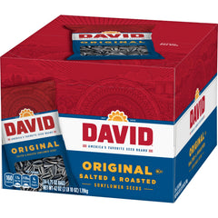 DAVID Sunflower Seeds Original 24-pack display, ideal for sharing at games and events.