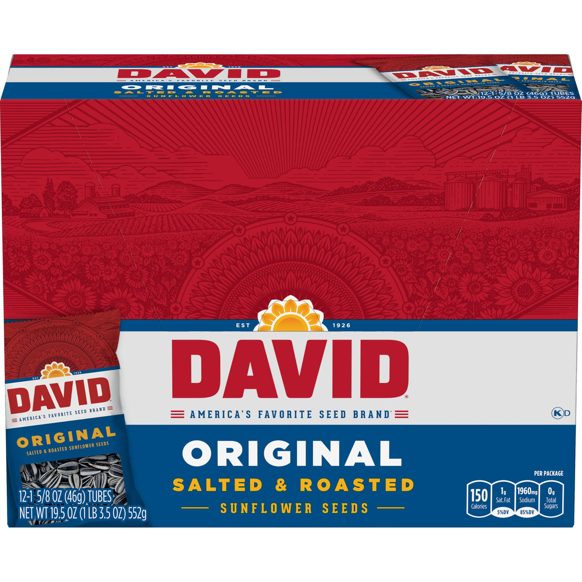 DAVID Sunflower Seeds Original Pack 12 Bags ideal for group snacking on the go.
