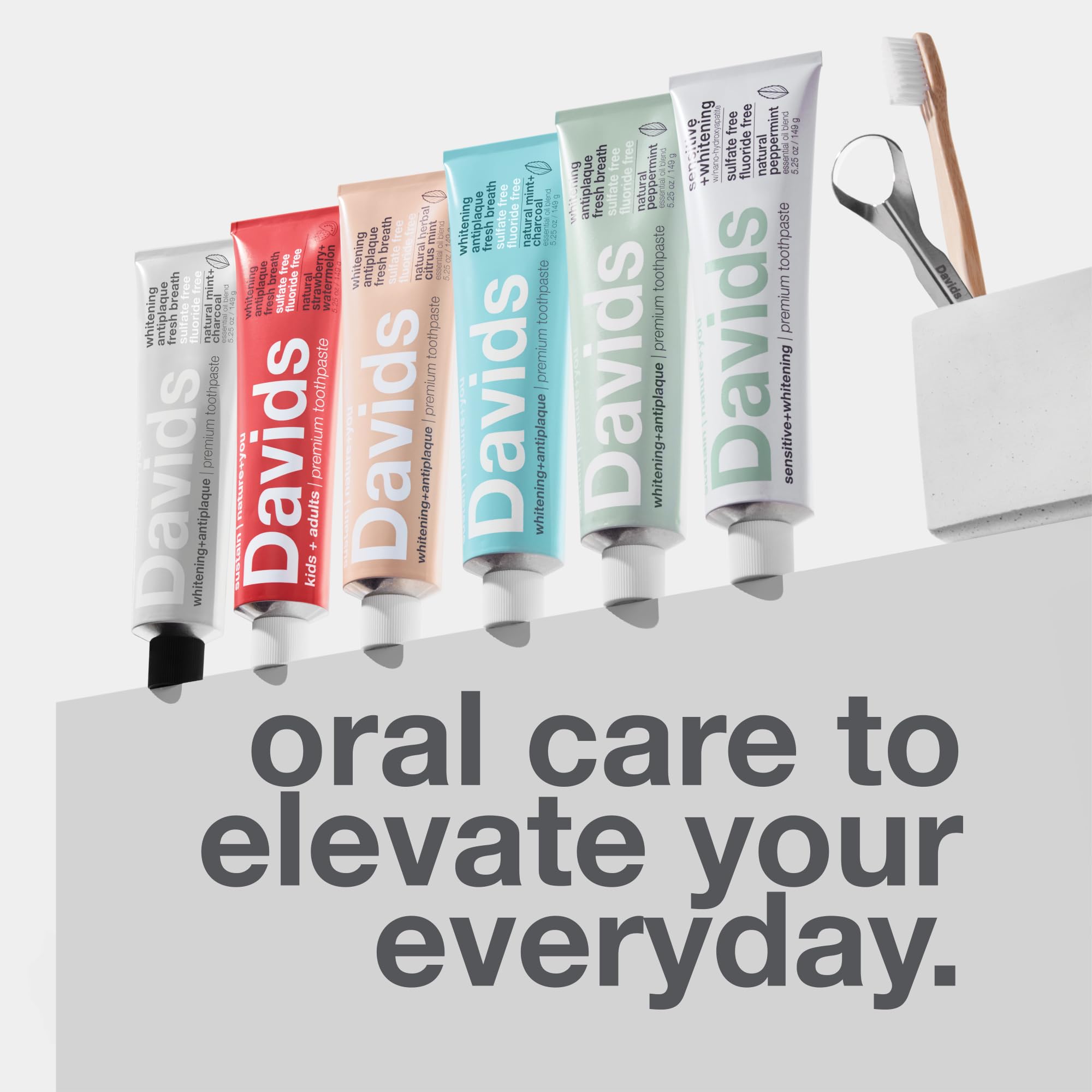 Davids Charcoal Toothpaste packaging on shelf signals eco-friendly design.