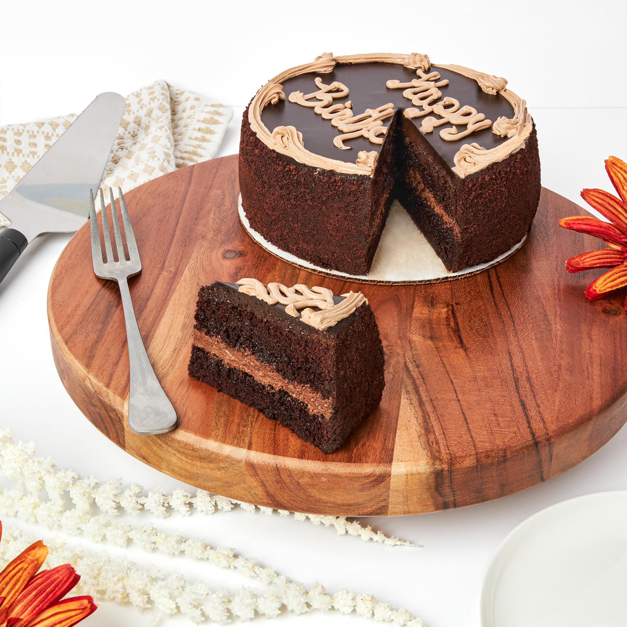 David's Cookies Chocolate Fudge Cake 7-inch front view, ideal centerpiece for celebrations.