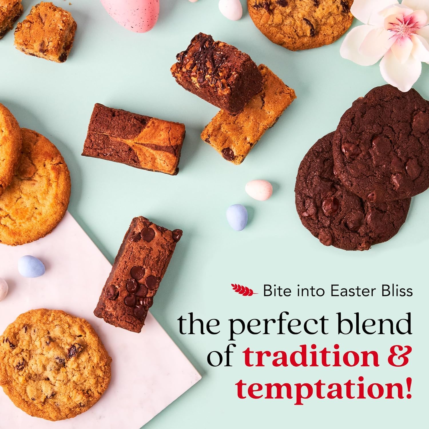David's Cookies Easter gift tin adds spring charm to any dessert spread.