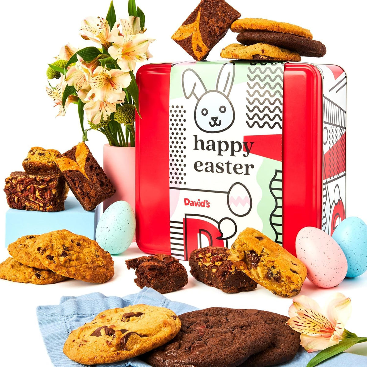 David's Cookies Easter gourmet basket 12 cookies for festive gatherings and sharing.