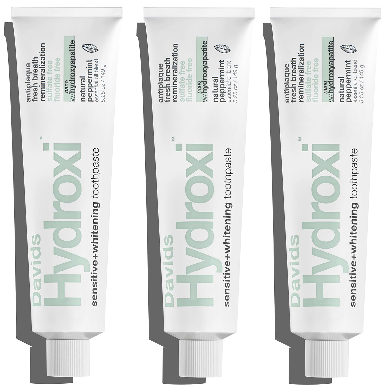 Davids Hydroxi bottle pour showcases the fluoride-free formula for daily remineralization.