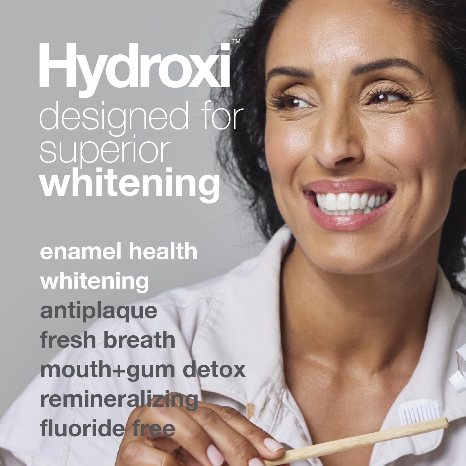 Davids Hydroxi fluoride-free badge emphasizes safe, plant-based formula