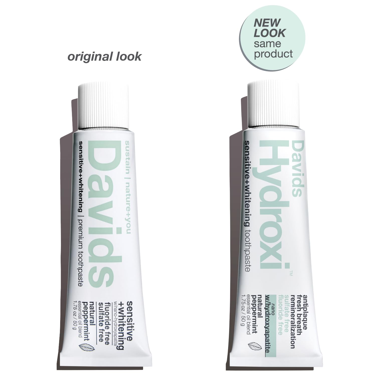 Close-up of Davids Hydroxi nano hydroxyapatite paste texture for gentle whitening