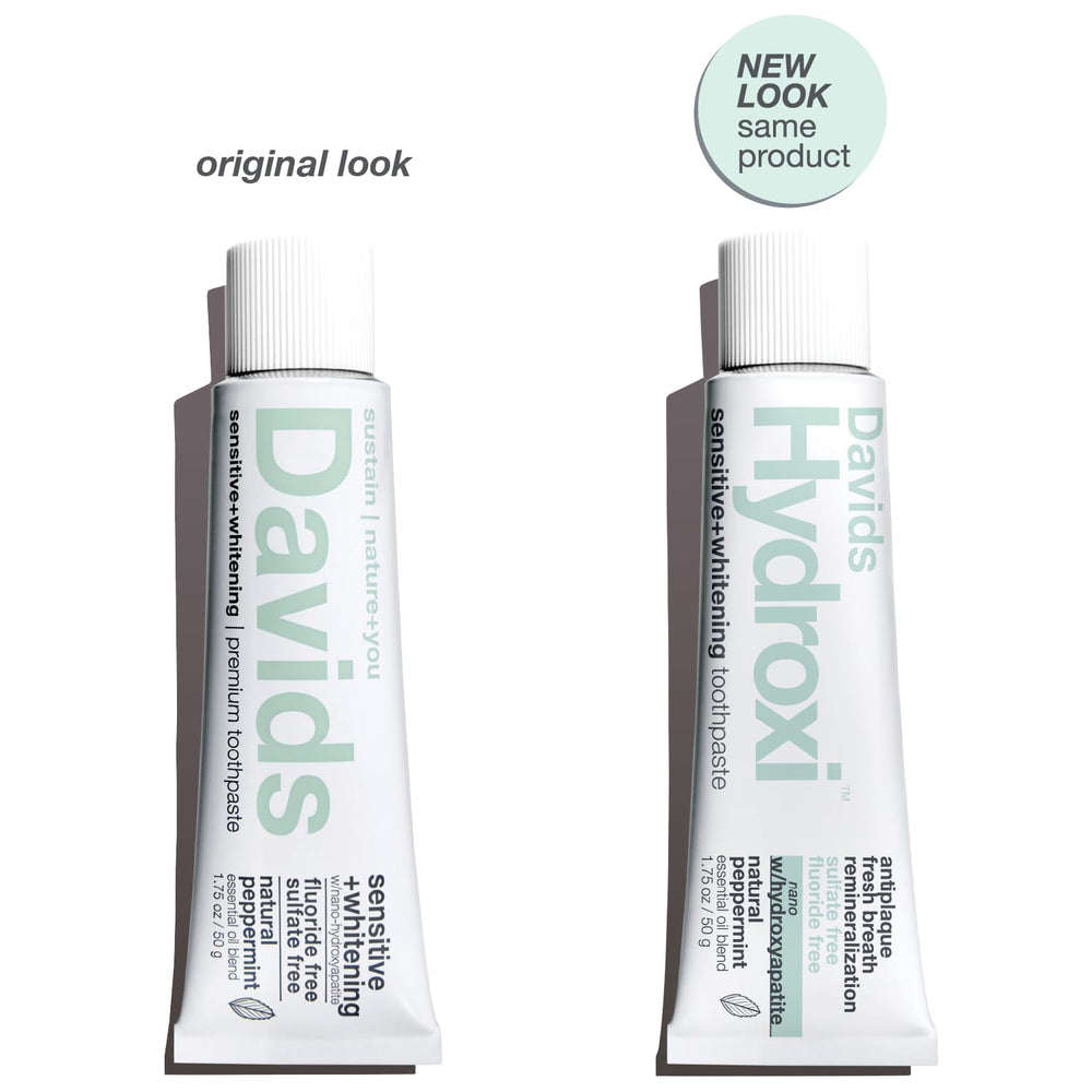 Close-up of Davids Hydroxi nano hydroxyapatite paste texture for gentle whitening