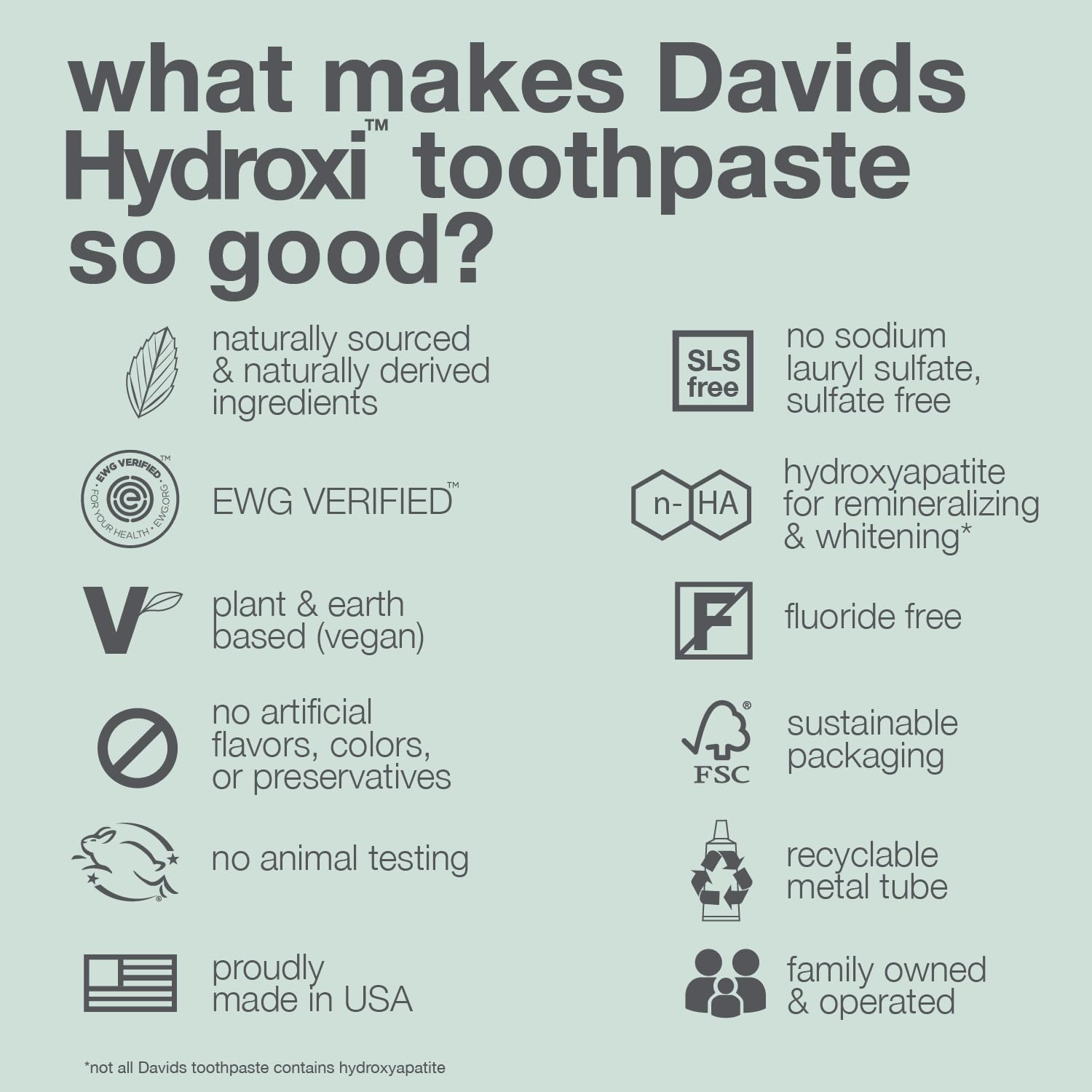 Davids Hydroxi mint flavor swirl implies fresh breath after brushing