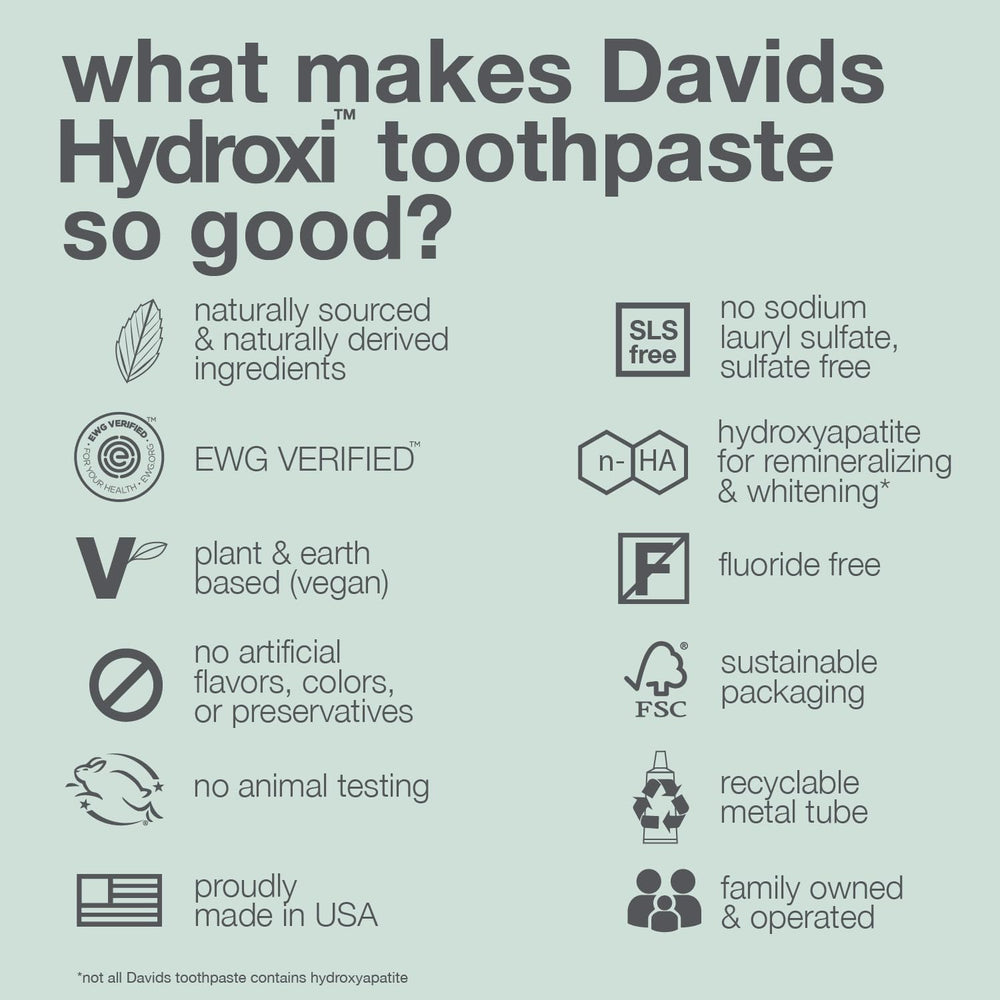 Davids Hydroxi mint flavor swirl implies fresh breath after brushing