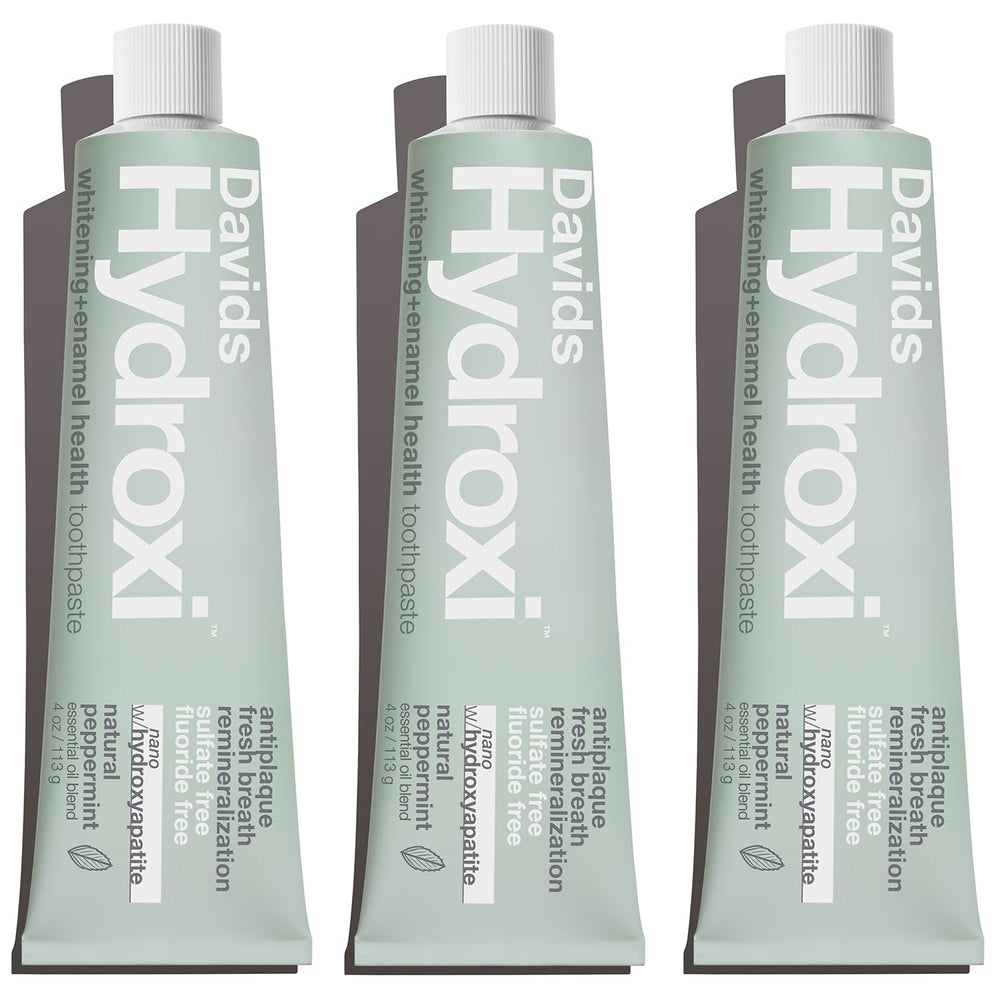 Davids Hydroxi toothpaste tube front display, branding and packaging for daily whitening