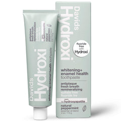 Davids Hydroxi bottle pouring whitening toothpaste for daily enamel protection