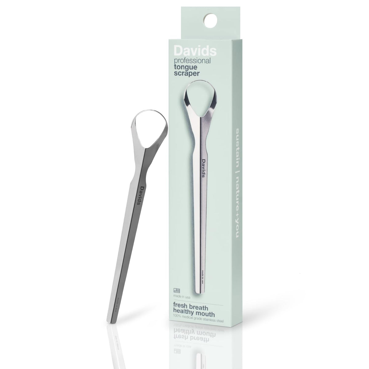 Davids Tongue Scraper with ergonomic design for gentle, effective tongue cleaning