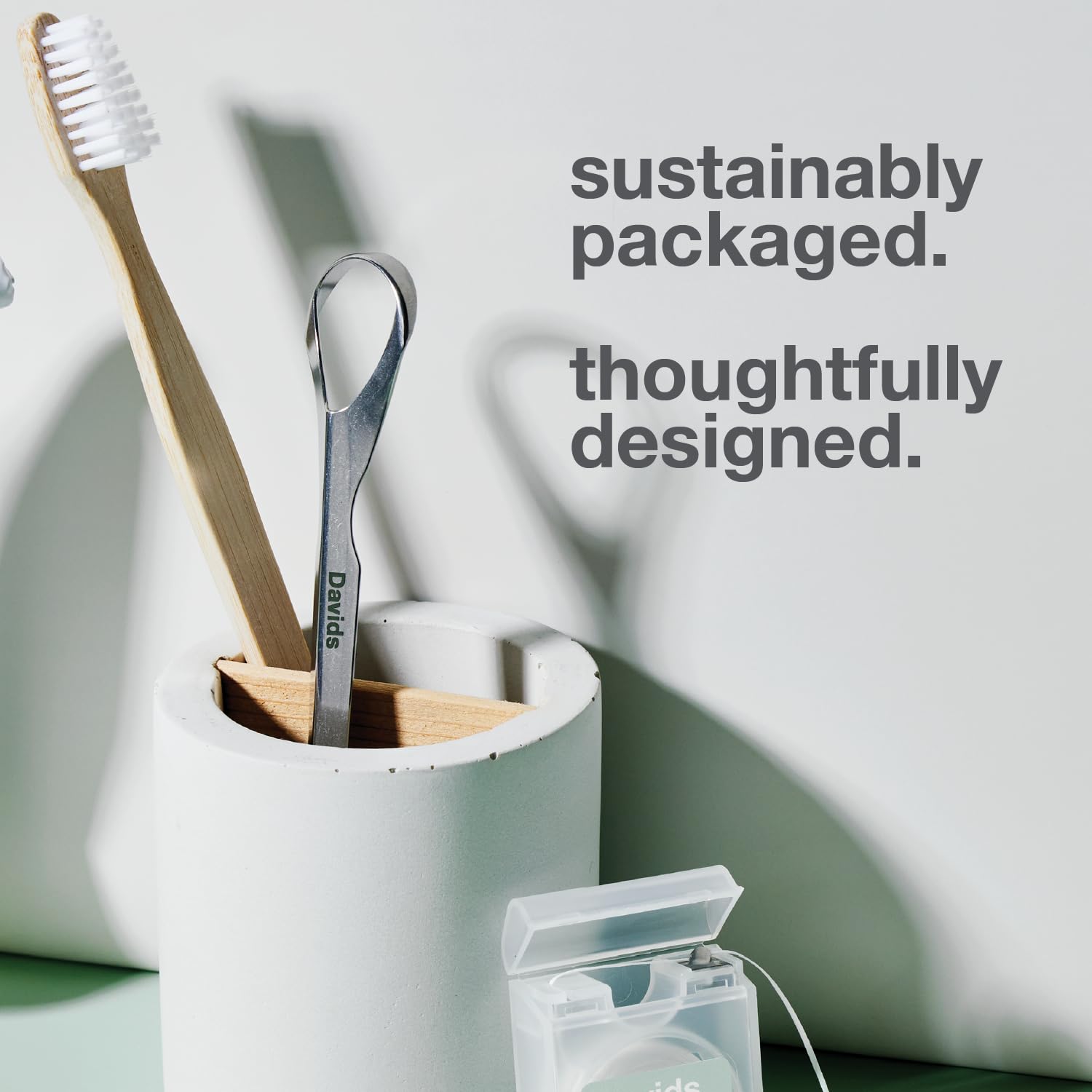 Davids Tongue Scraper with precision rounded edges protecting gums during use