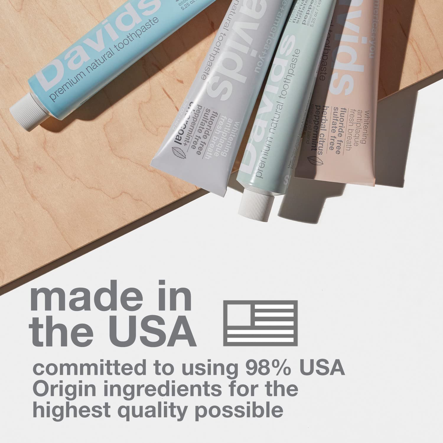Davids vegan fluoride-free toothpaste with natural mint scent.