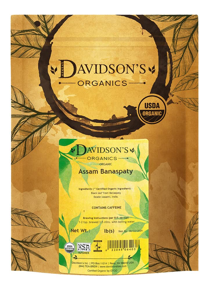 Davidson's Assam Banaspaty bulk tea leaves closeup for a bold morning cup.