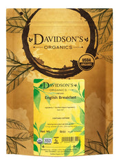 Davidson's Organics English Breakfast loose leaf tea ready for infusion.