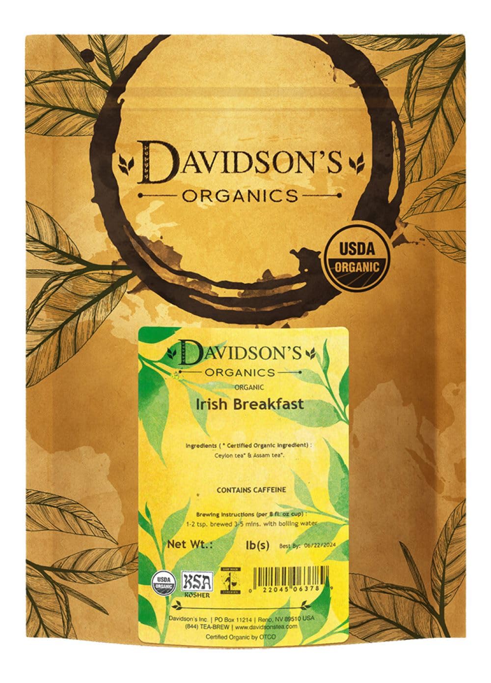 Davidson's Irish Breakfast bulk loose leaf tea offers bold flavor for energizing mornings.