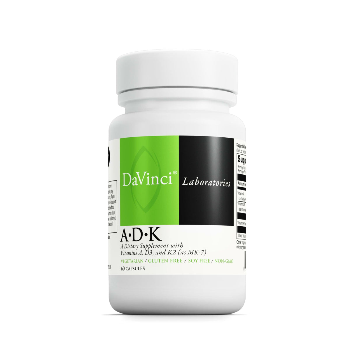Davinci ADK bottle front shows the bone support formula for easy recognition.