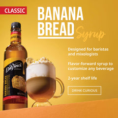 DaVinci Gourmet Banana Bread Syrup label close-up highlights premium ingredients