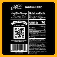 DaVinci Gourmet Banana Bread Syrup pour for rich latte flavor