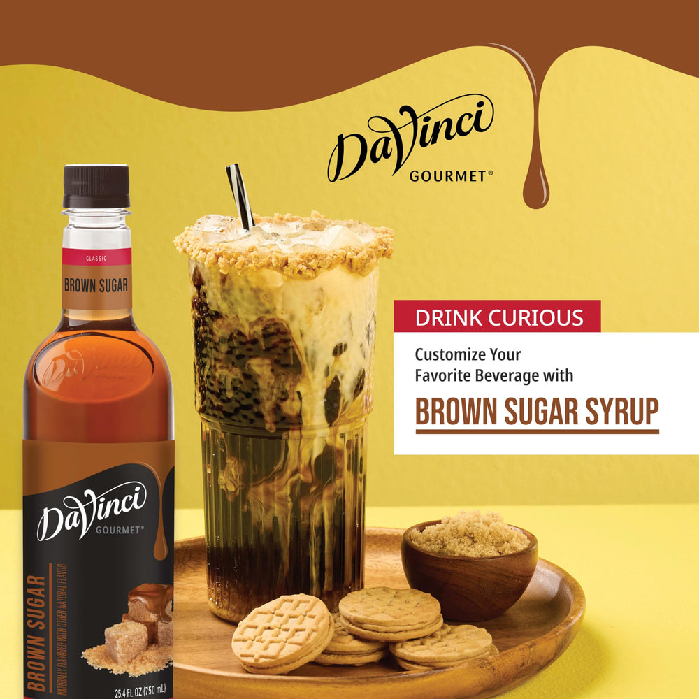 Coffee with DaVinci Brown Sugar Syrup showing enhanced caramel notes.