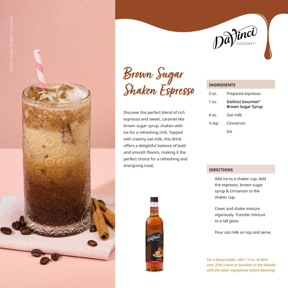 Frappe or cocktail prepared with DaVinci syrup for depth and balance.