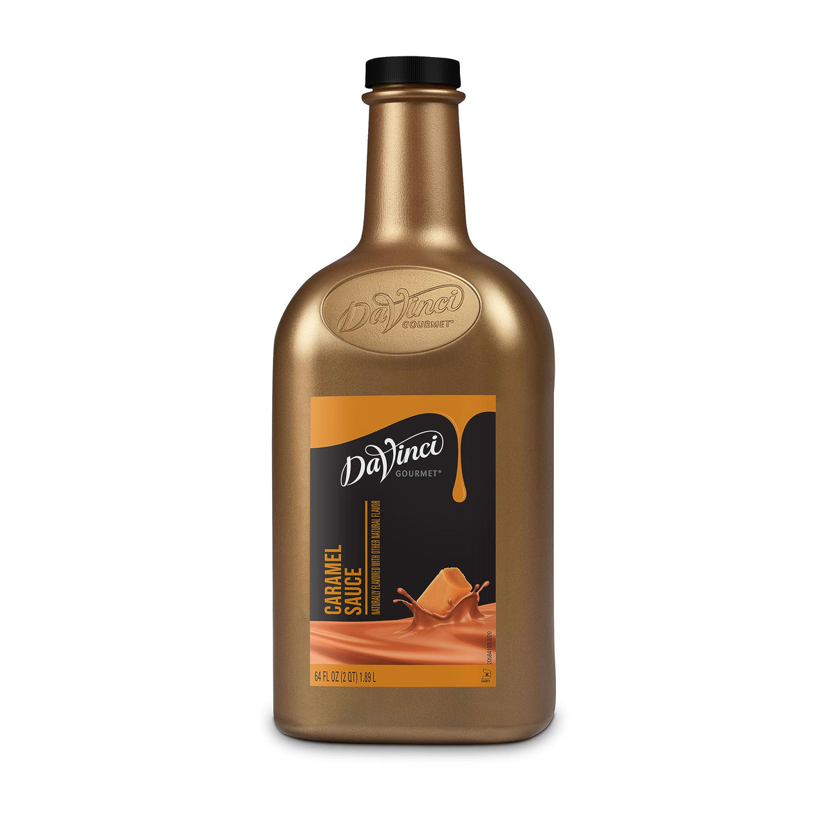 DaVinci Gourmet Classic Caramel Sauce bottle on counter showcases versatile flavor for drinks