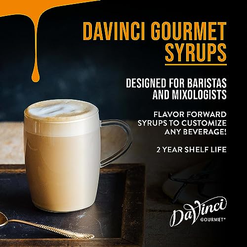 DaVinci Gourmet Classic Caramel Syrup label shows natural flavors and kosher certification.