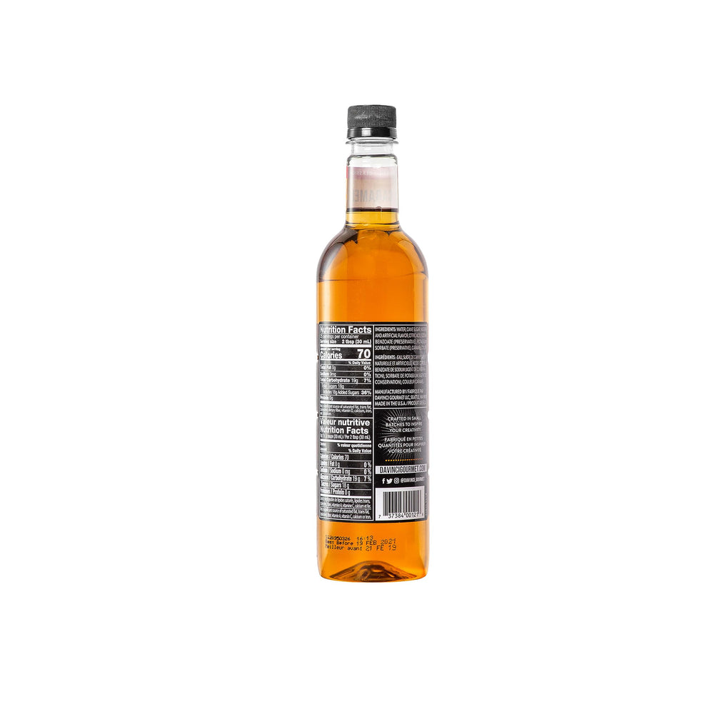 DaVinci Gourmet Classic Caramel Syrup swirl in coffee adds depth.