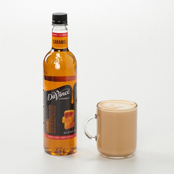 DaVinci Gourmet Classic Caramel Syrup ingredient list highlights simple, natural flavors.