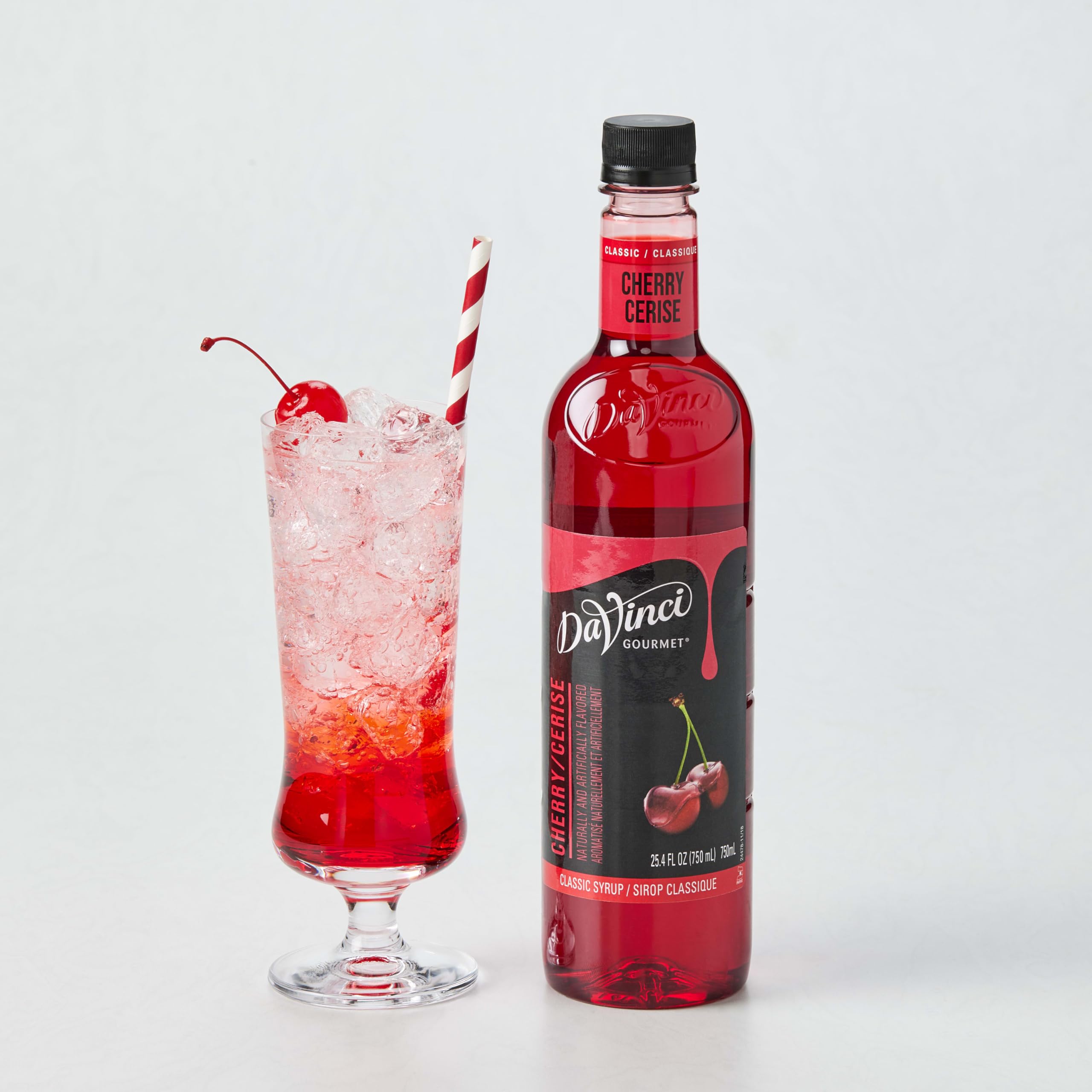 DaVinci Gourmet Classic Cherry Syrup drizzle over desserts enhances appeal.