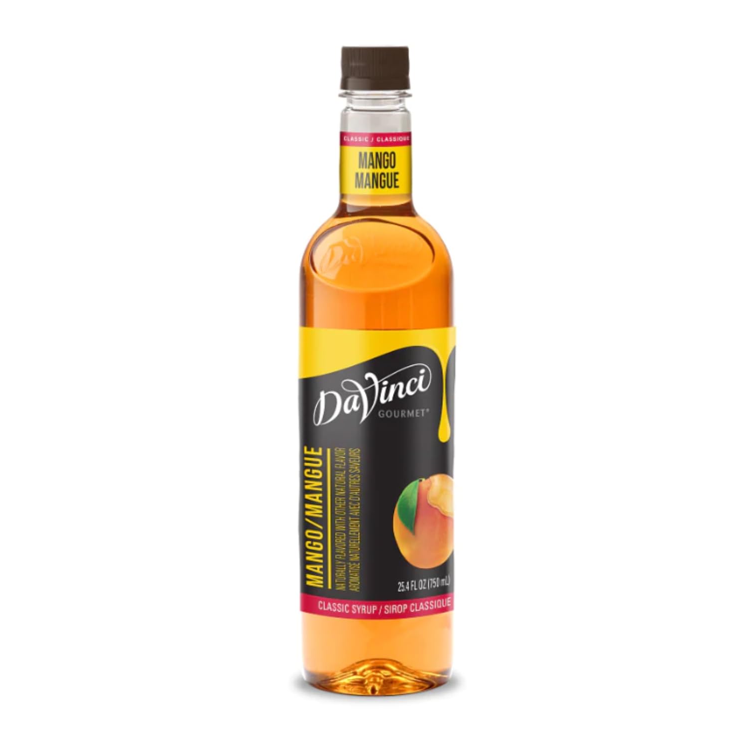DaVinci Gourmet Classic Mango Syrup bottle adds tropical flavor to beverages.
