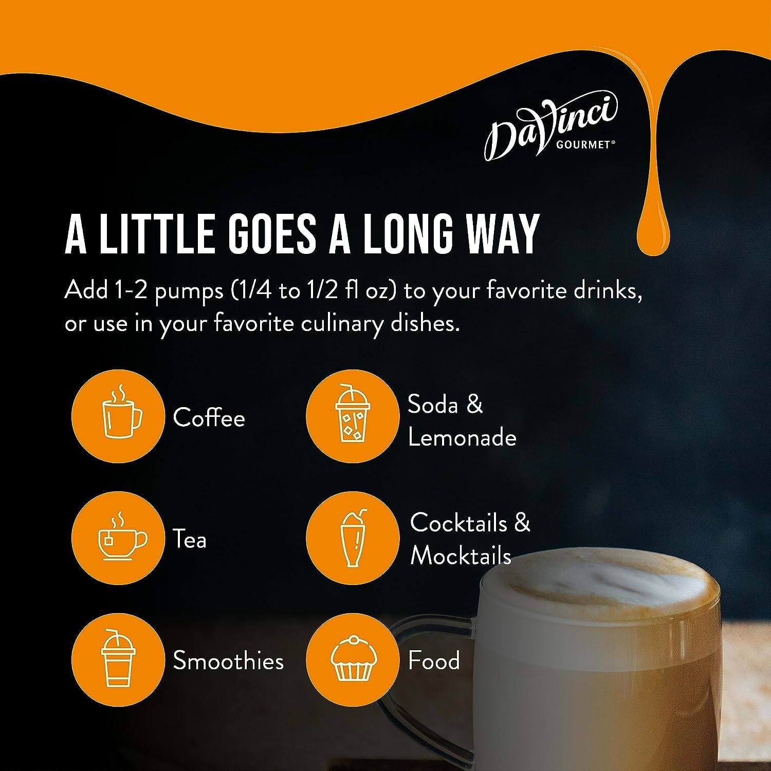 DaVinci Mango syrup mocktail creation with vibrant tropical notes.