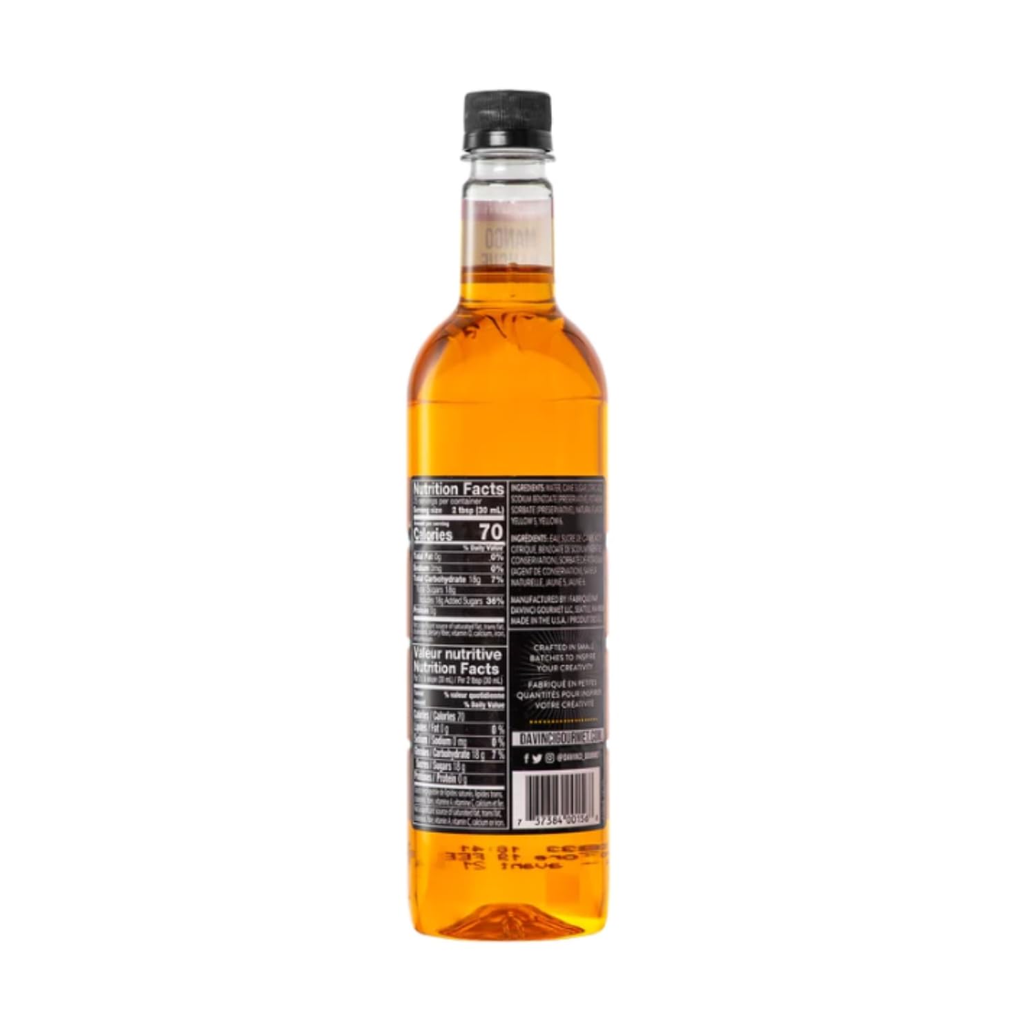 DaVinci Gourmet Classic Mango Syrup retail pack showcasing 25.4 oz.